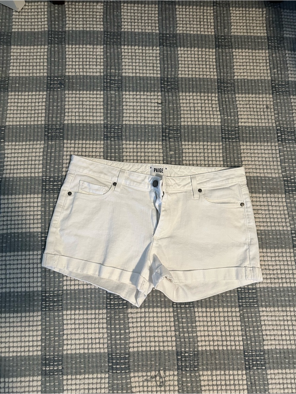 PAIGE White Women's Denim Shorts with Clean Finish